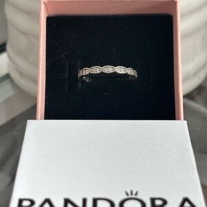 Pandora Silver Ring with Sparkling Accents